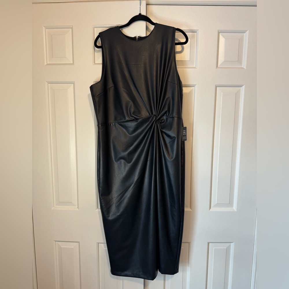 Express Faux Leather Twist Front Dress sz XL